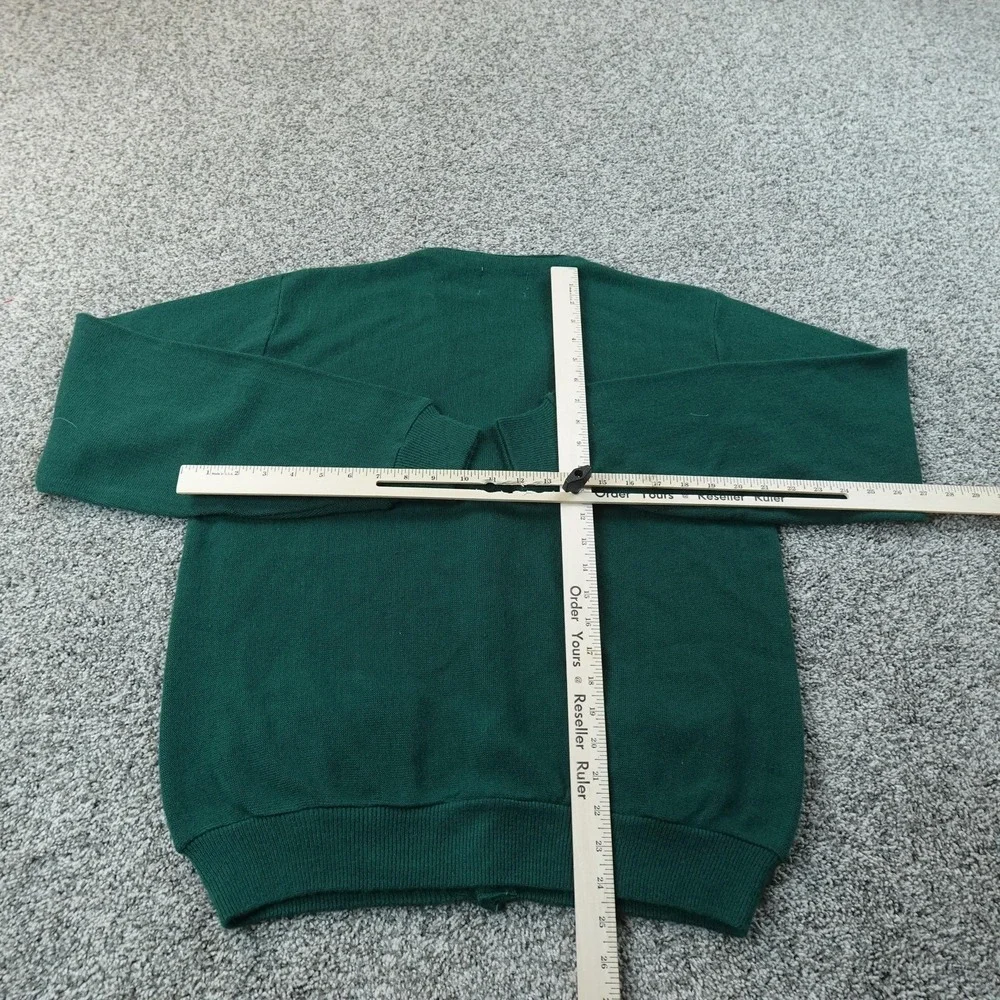 VTG Kings Road Sweater‎ Mens L Green Orlon Acrylic Cardigan V Neck Knit Grandpa